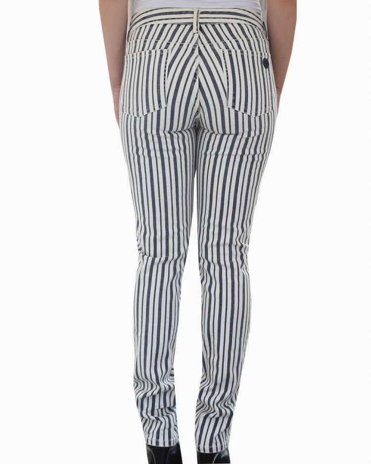 Calça Tory Bruch Original Listrada Azul e Branco Feminino